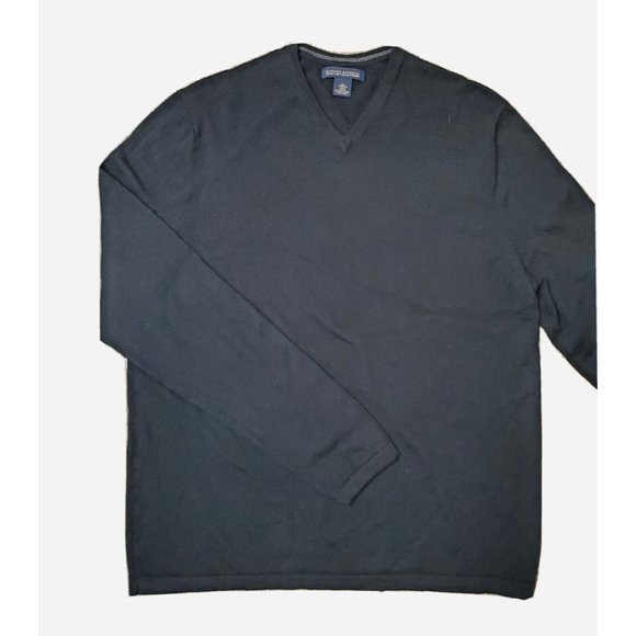 Banana Republic Extra Fine Merino Wool Men's Large Black Knit Sweater V-Neck LS - Picture 1 of 11